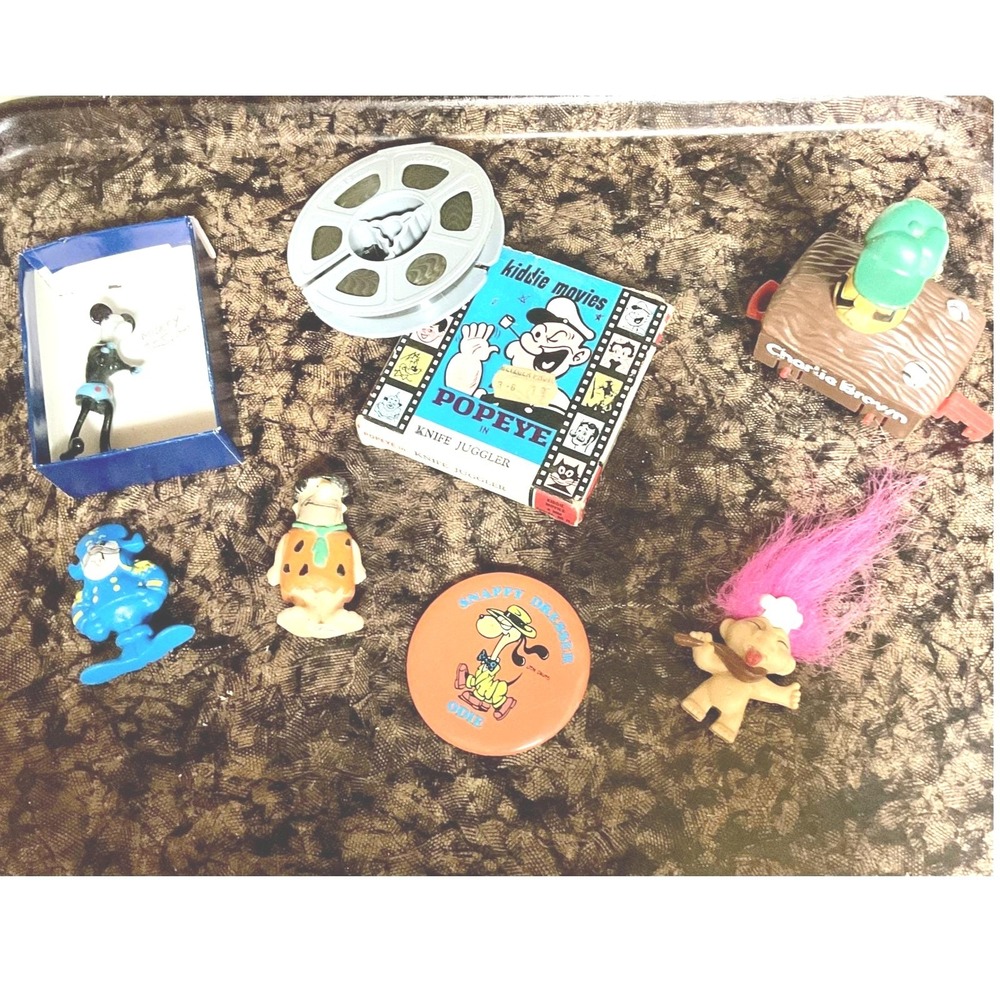 Vintage Popeye 8mm Kiddie Movie Film Charlie Brown Aviva Pull Toy Lot